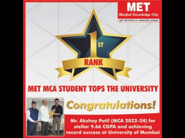 First Rank in MCA: Topper at University of Mumbai